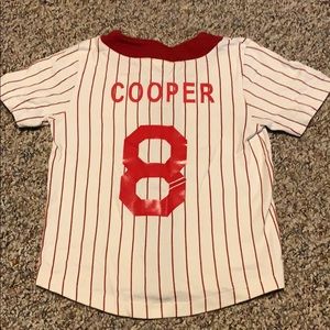 Cooper Baseball jersey #8 Red & white pinstripe